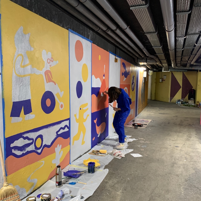 Démarrage de la fresque à l'hôpital Necker